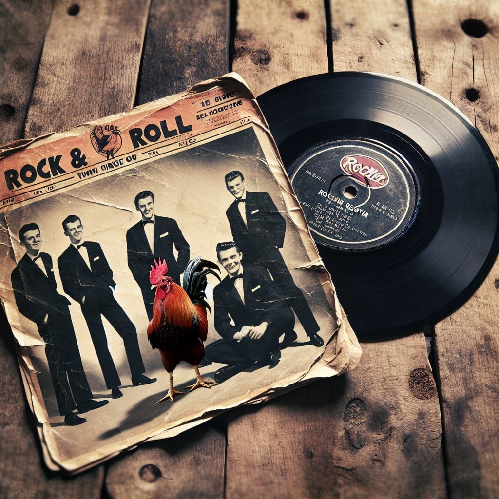 Vintage Rock and Roll Vinyl Album Cover