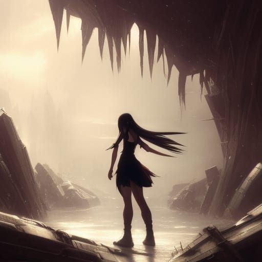 Tifa Lockheart and Strife Kiss: Dark Fantasy Art