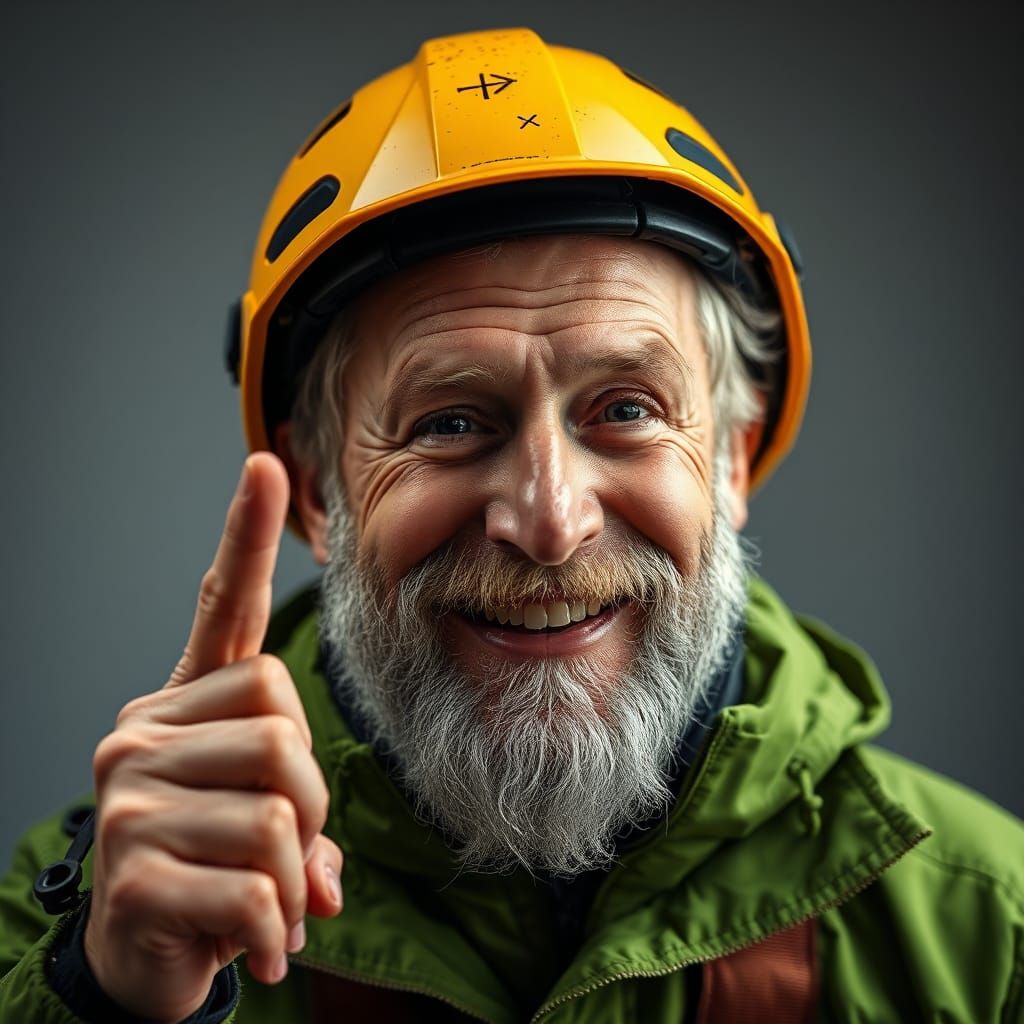 Enthusiastic Geologist Portrait in Studio Lighting