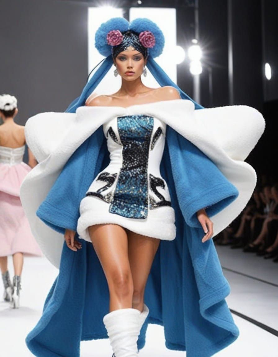 Luxurious Retro Futuristic Fashion Model in Maximalist Bath ...