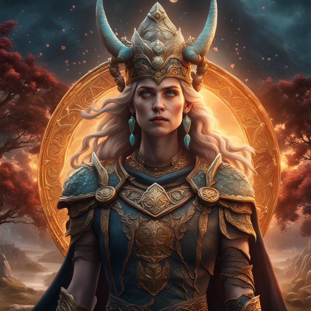 Freya, Norse Goddess Portrait in Detailed Matte Painting