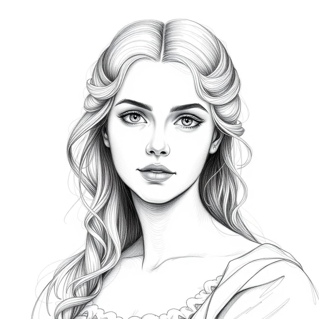 Elegant Portrait in Crosshatching Style