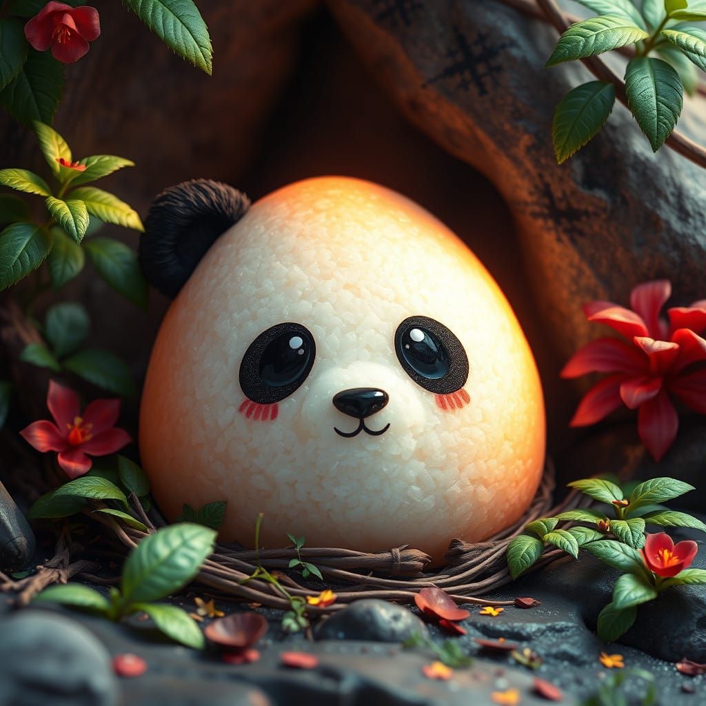 Surreal Onigiri Landscape with Panda Face in Unreal Engine S...