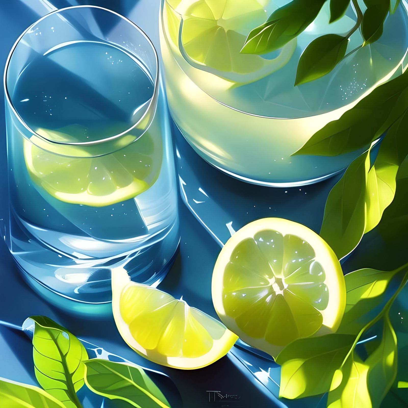 Fresh Lemon Juice in Sunlit Garden