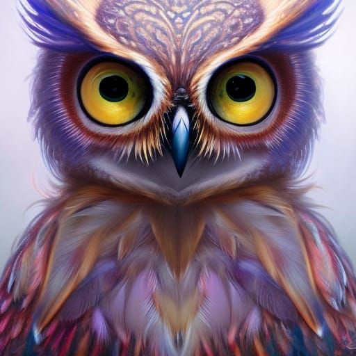 Hyperdetailed Baby Owl in Dark Fantasy Style