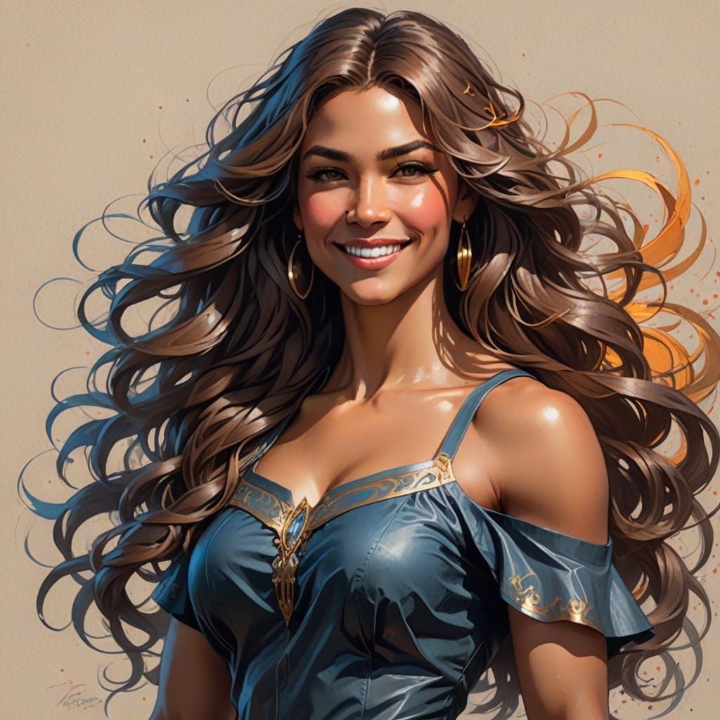 Elegant Woman Portrait in Vibrant Triadic Colors