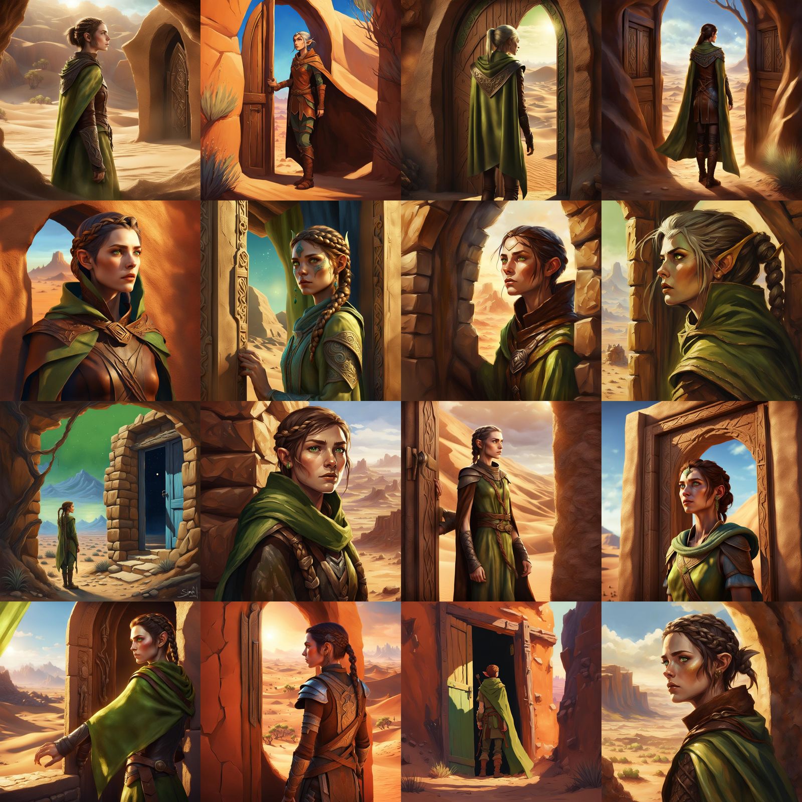 Wood Elf Observes Desert From Doorway