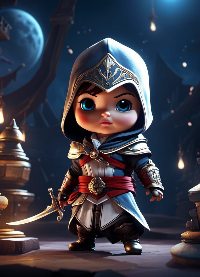 Chibi Assassin's Creed Baby in Fantasy Art Style
