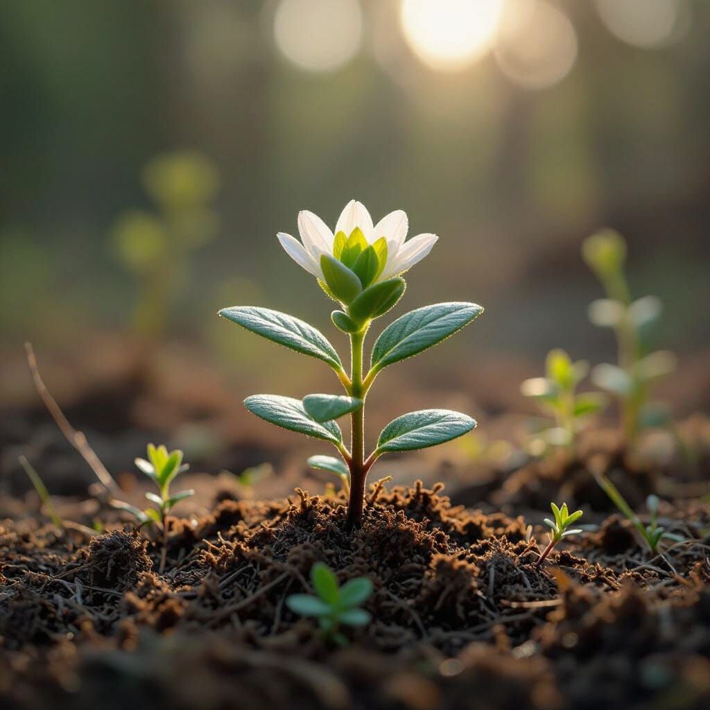 Solitary Plant Thriving in Natural Landscape