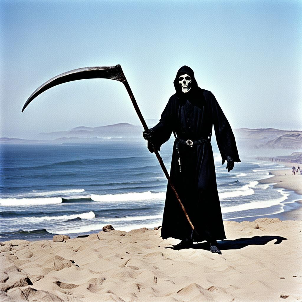 Grim Reaper on a California Beach, 1973