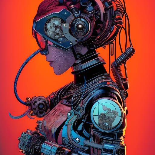 Cyberpunk Cyborg Hacker: Inkpunk Tech Noir