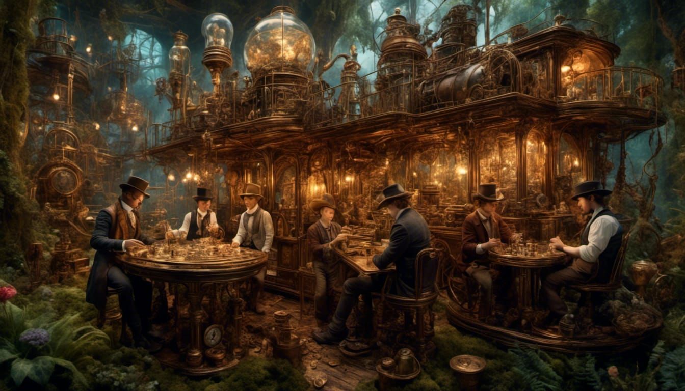 Steampunk Cowboys Play Monopoly in the West