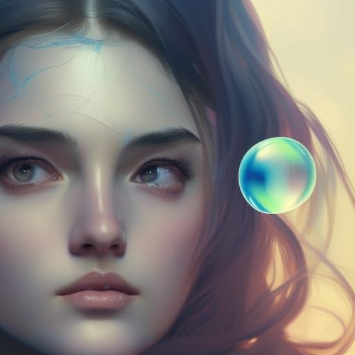 Girl with Bubbles: Detailed Portrait in Artgerm Style