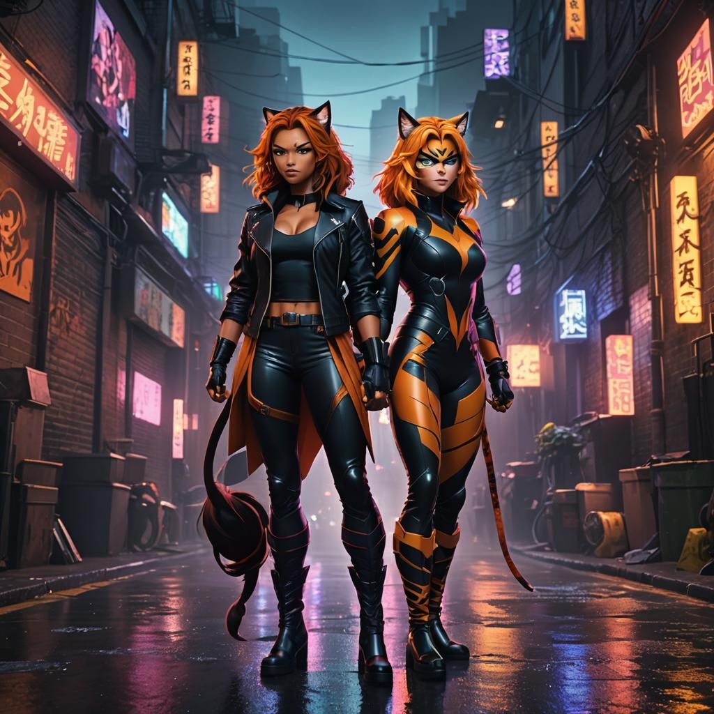 Tigra and Black Cat: 3D Anime Alley Fight