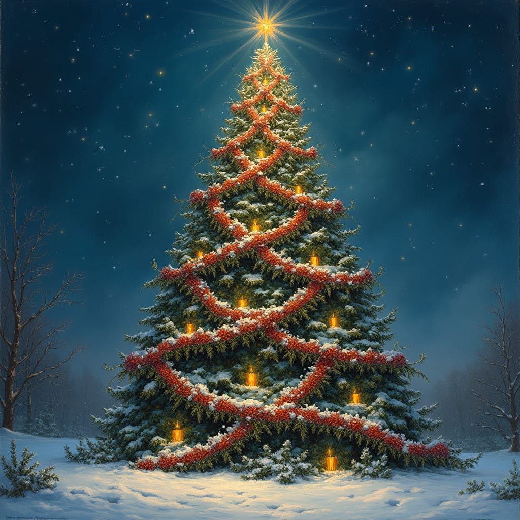 Majestic Winter Wonderland Christmas Tree in Classical Style
