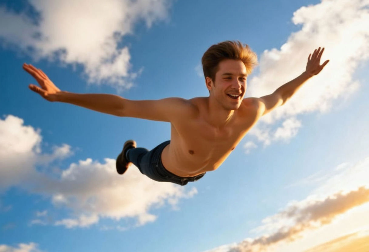 Man Free Falling Through Sky