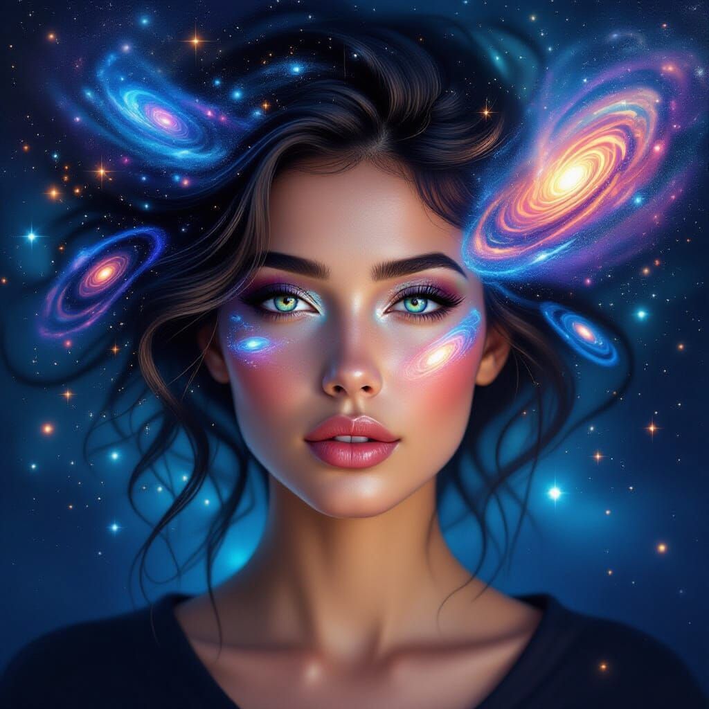 Galactic Woman: A Hyperrealistic Digital Portrait