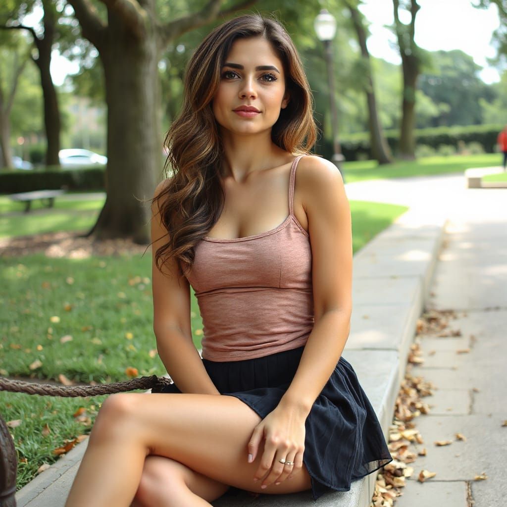 Elegant Woman Seated in a Park
