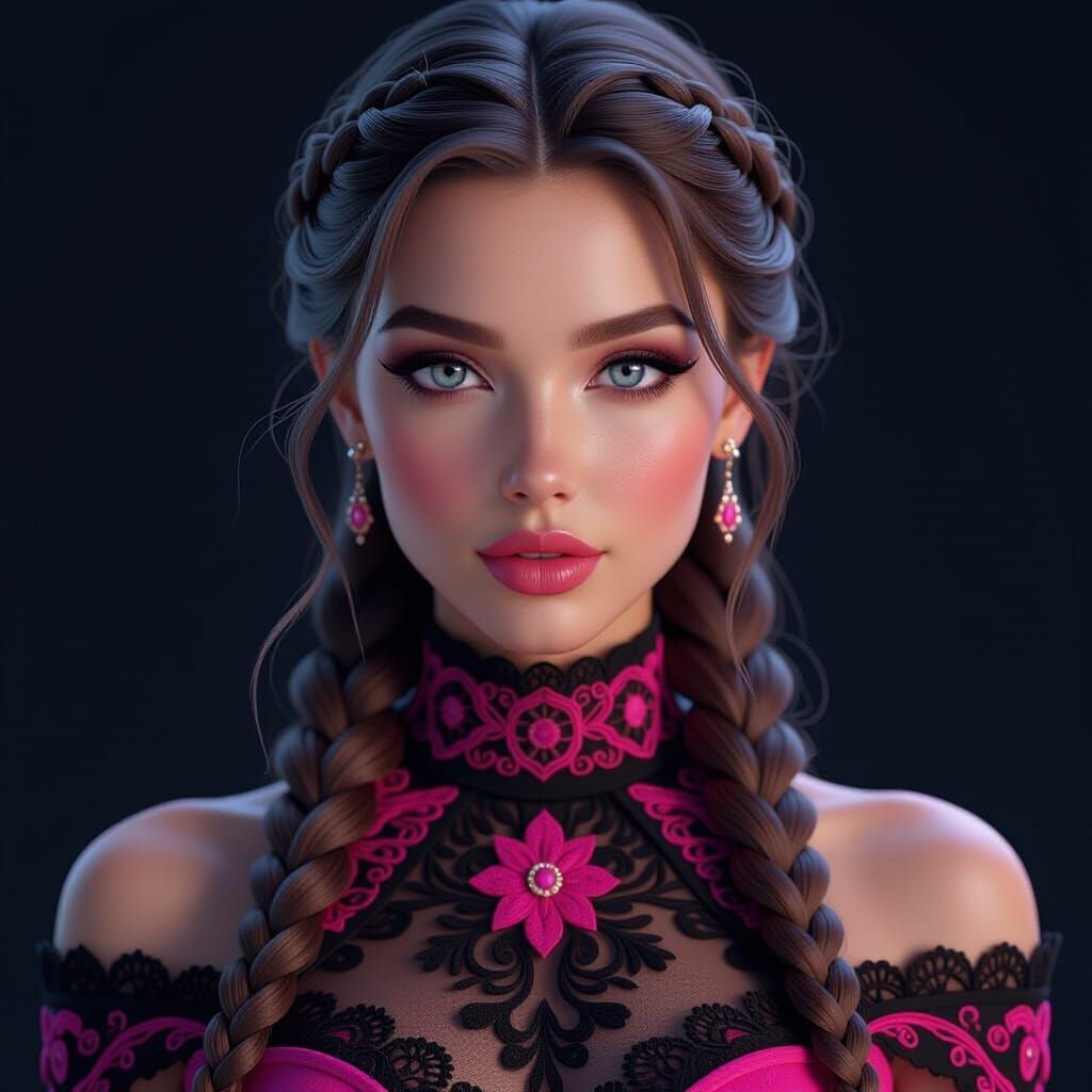 Glamorous Pink Braids in Dramatic Closeup