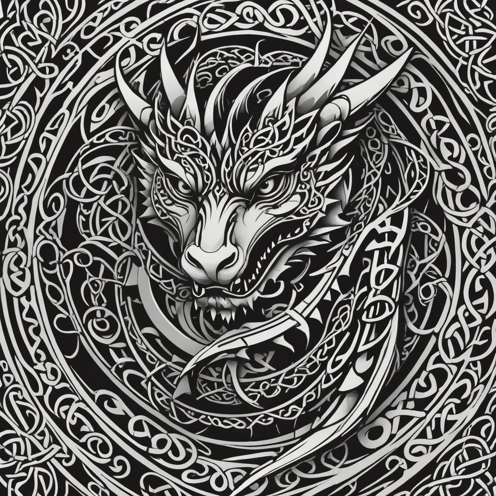 Celtic Dragon Head Vector Illustration
