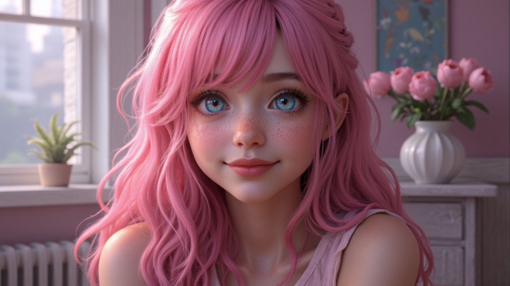 Pink-Haired Woman Portrait in Unreal Engine