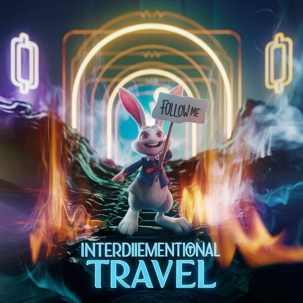 Interdimensional Travel: Glitchcore Movie Poster in 3D