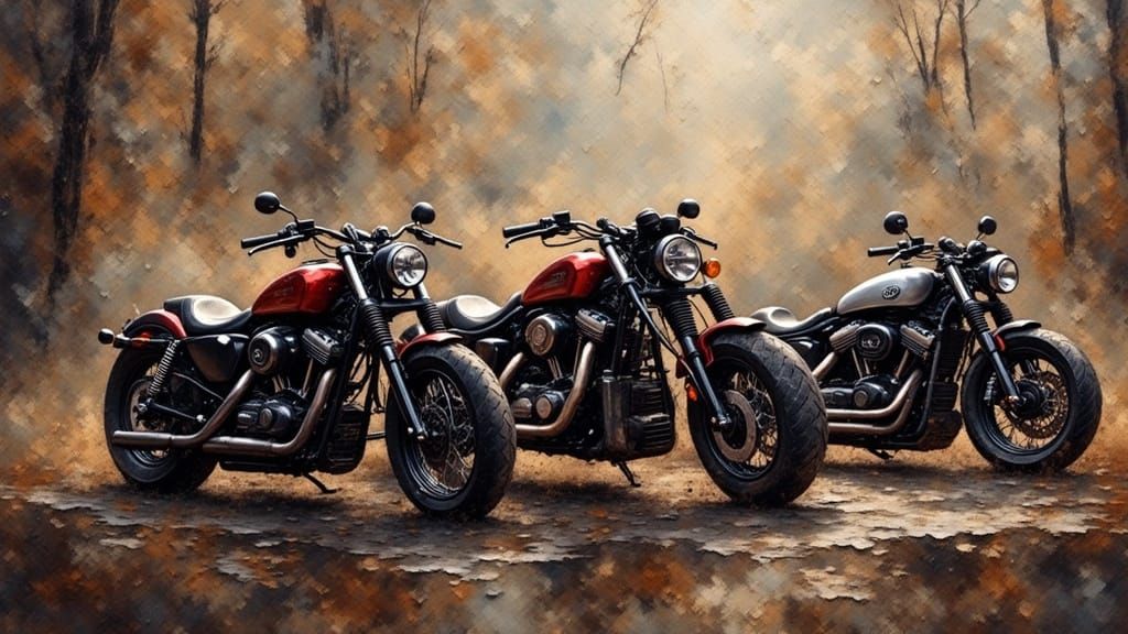 Gritty Oil Paintings of Motorcycles in Moody Light