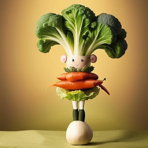 Whimsical Vegetable Doll Sculpture