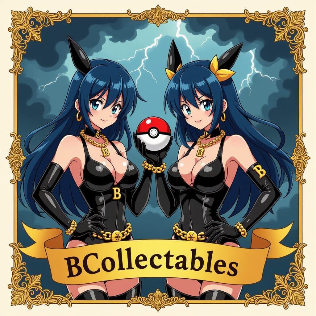 Anime-Style Pokémon Trainers with Gold Accents