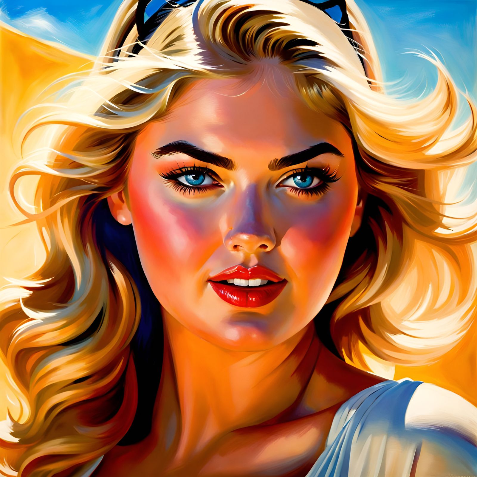 Portrait of a Beautiful Girl in Pin-Up Style