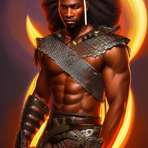 Epic African Warrior Portrait in Fantasy Style