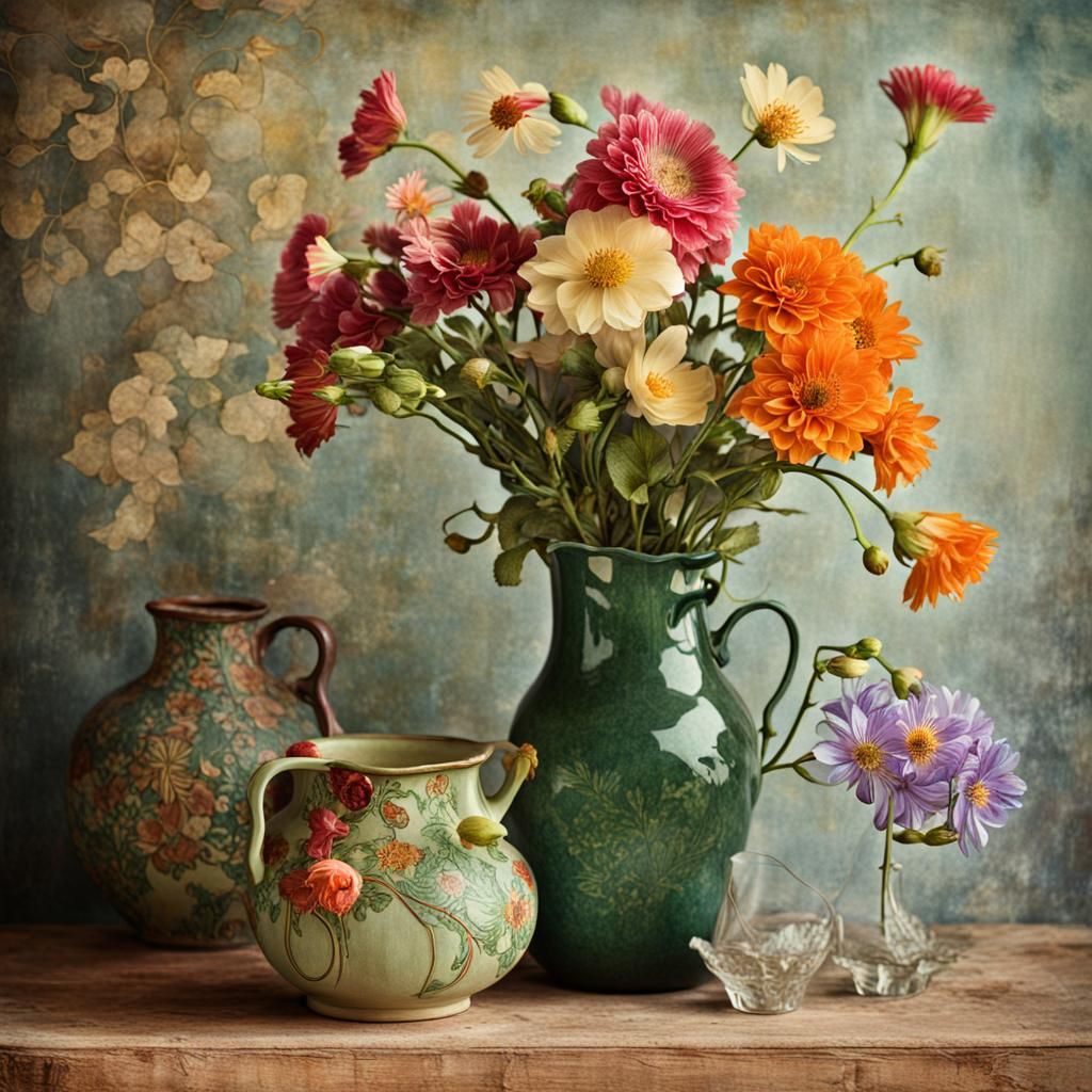 Art Nouveau Living Flower Still Life Photo