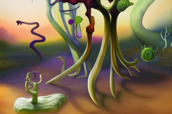 Octoplant: Dark Guardian in Psychedelic Forest