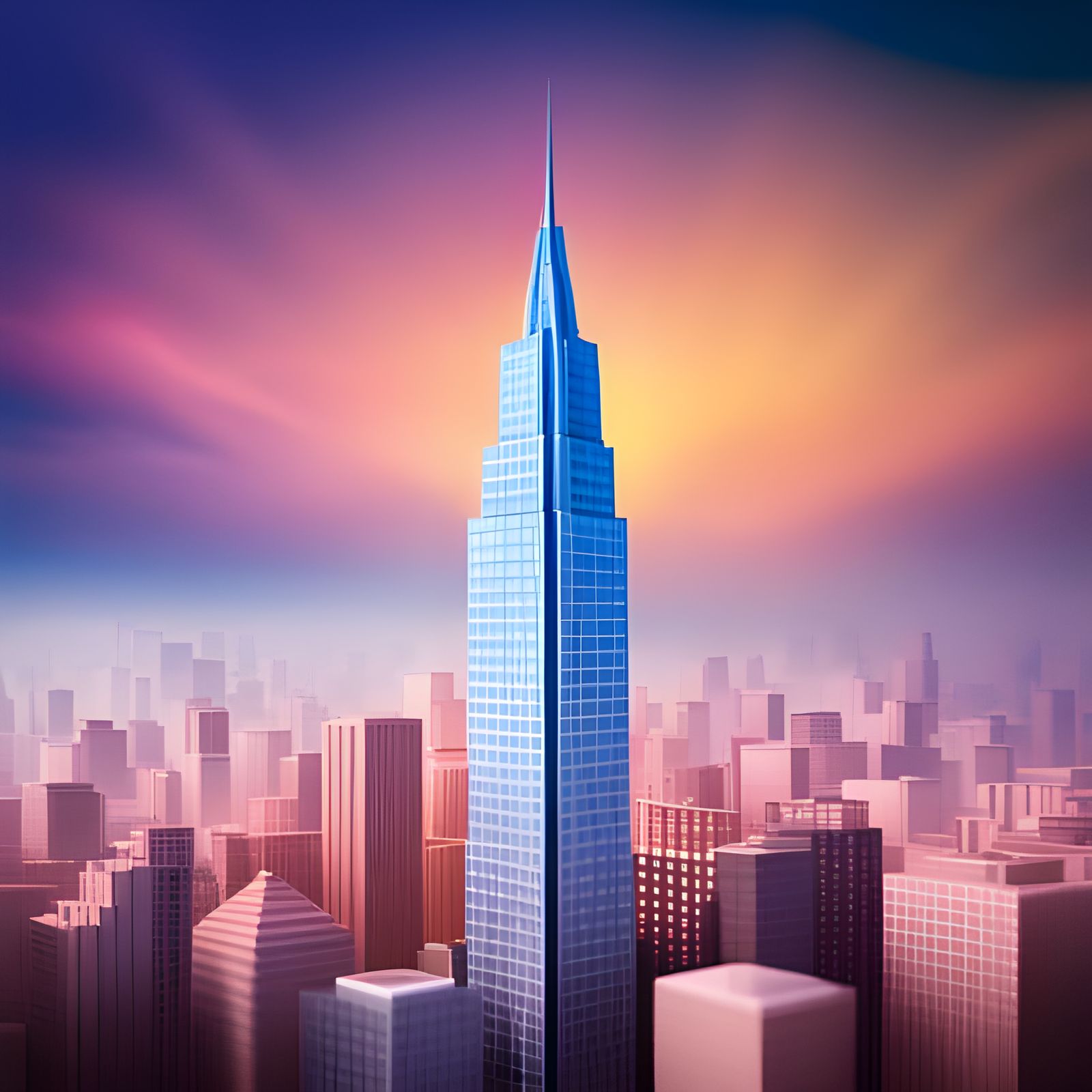 Origami Skyscraper Papercraft in Soft Focus