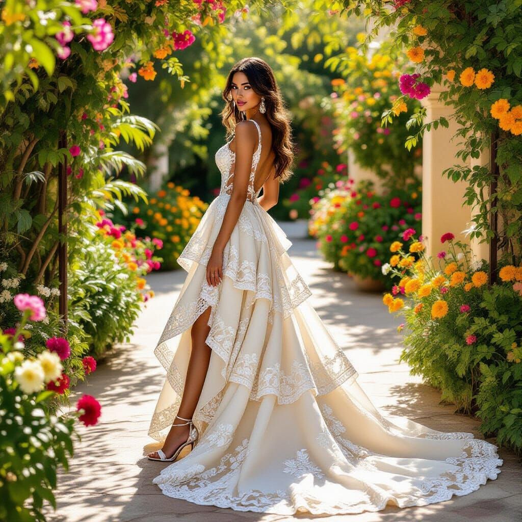 Mexican Wedding Dress Portrait with Golden Light