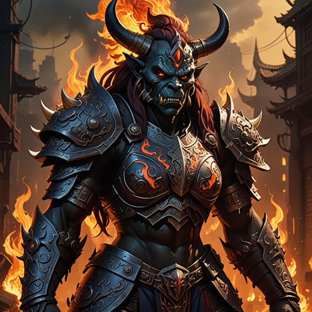 Demonic Oni Orc, Radiant in Hellfire Glory