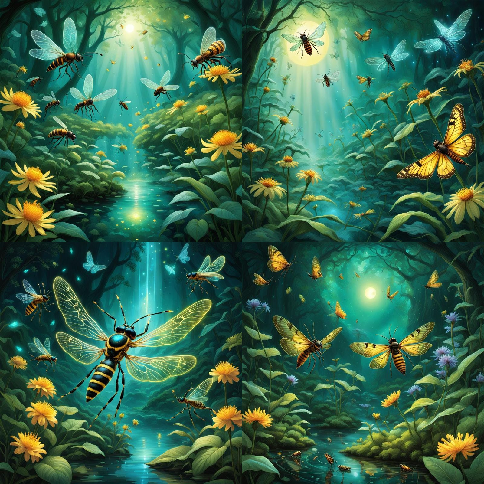 Luminous Pollinating Insects in a Fantasy Setting