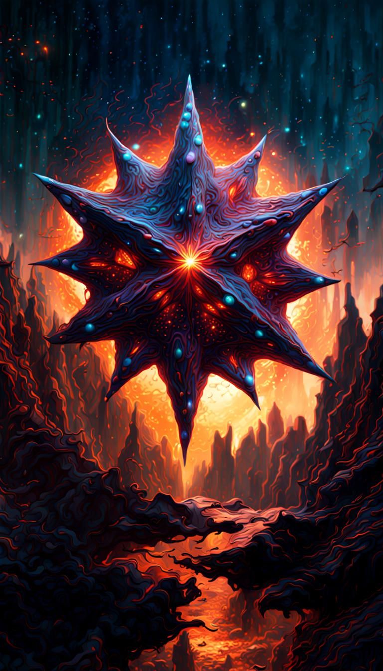 Fantastical Star Made of Weird Matter in Detailed Matte Pain...