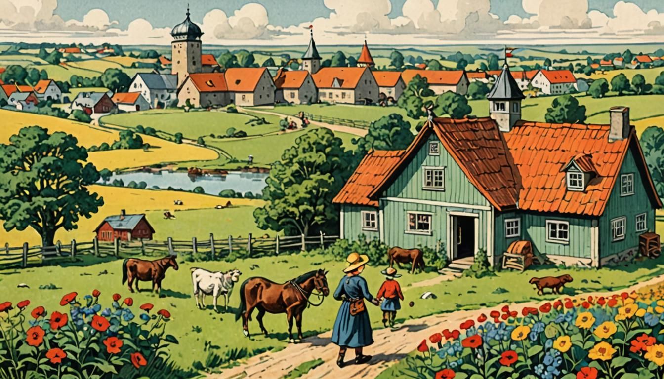 Charming Skåne Farm Illustration, Circa 1900