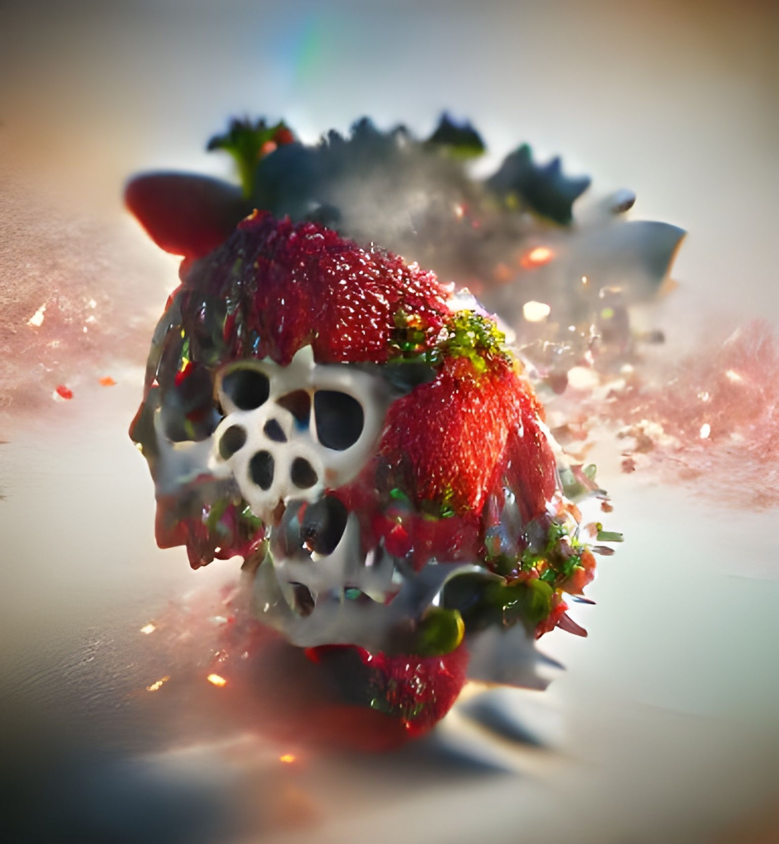 Strawberry Skull Transformation: Photorealistic Digital Art