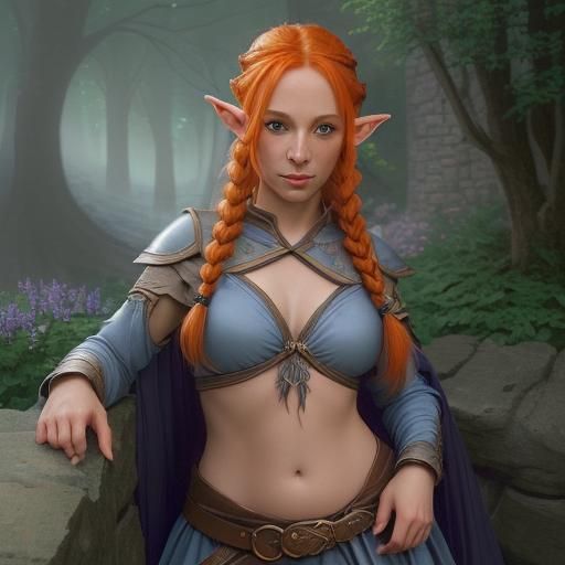 Braided Half Elf Fighter Mage with Raven