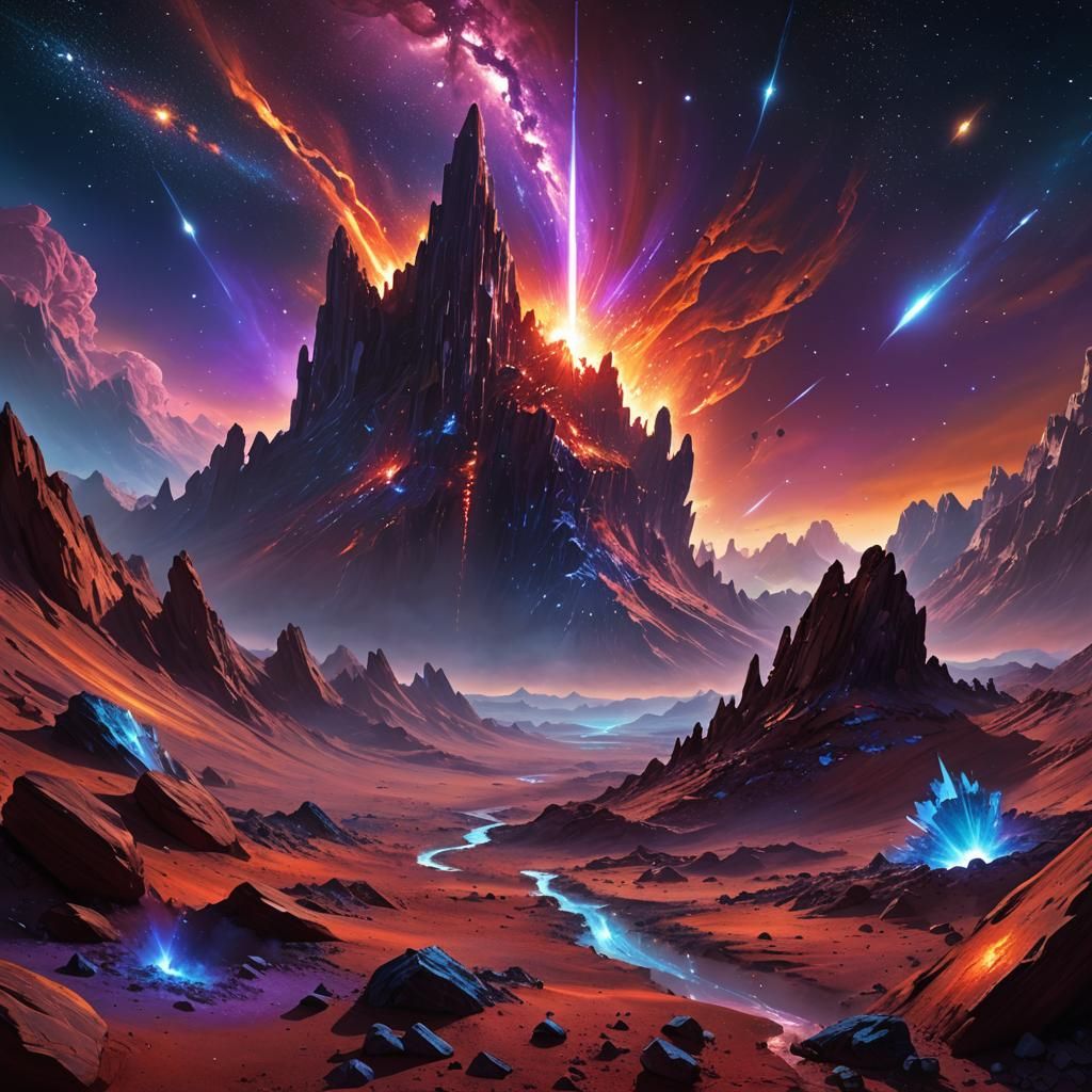 Crystal Comet Streaks Across Galaxy: Digital Art