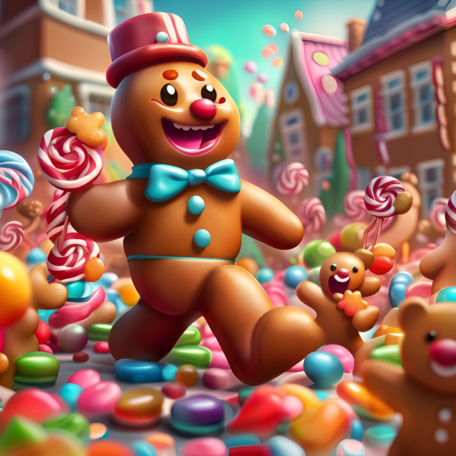 Gingerbread Man's Candy Land Escape: Cartoon Art