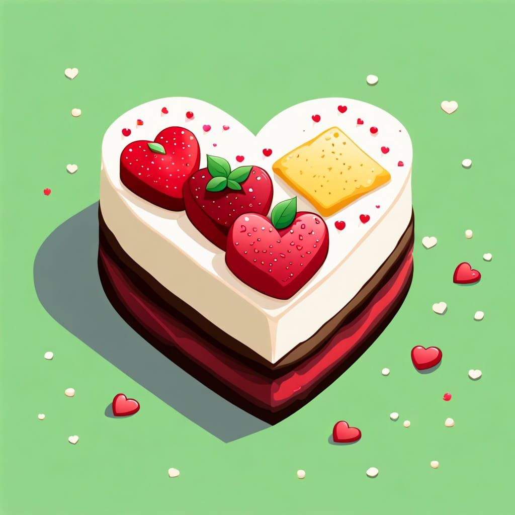 Heart-Shaped White Cake Dessert in a Sweet Style
