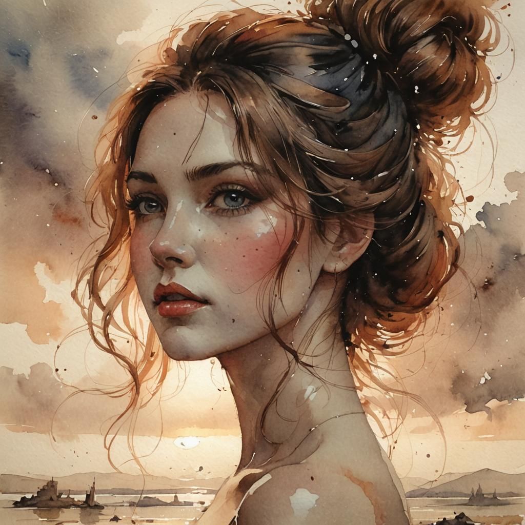 Antique Watercolor Painting