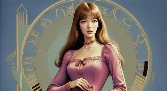 Françoise Hardy in Paris: Retro Art Nouveau Poster