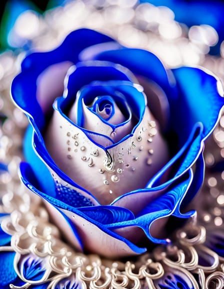 Crystal Rose with Silver Filigree Detail