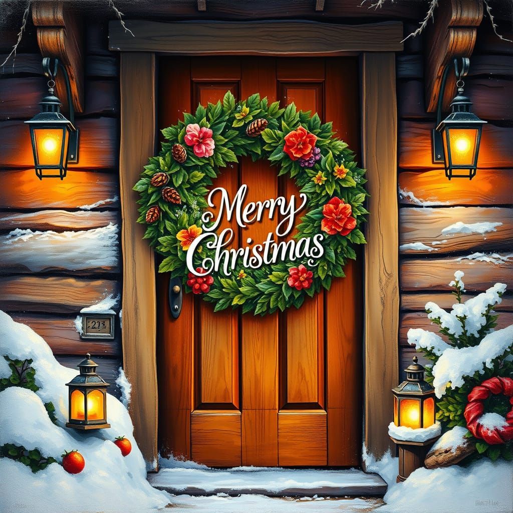 Winter's Joyful Cycle in Airbrushed Oil Painting