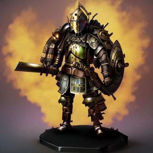 Steampunk Samurai Helmet in Mystical Forest Concept Art