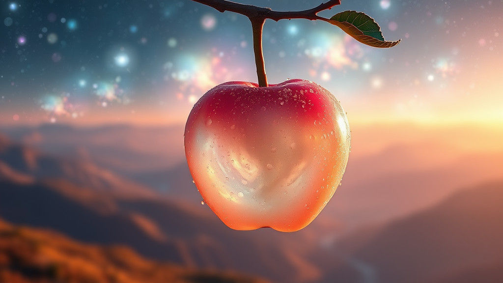 Opal Apple with Cosmic Universe Background